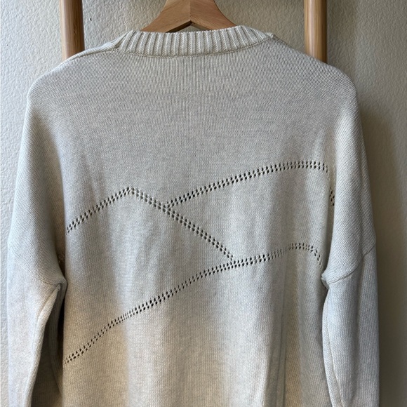 tentree Oatmeal 100% organic cotton Open-Front Diamond Eyelet Cardigan - Picture 13 of 15